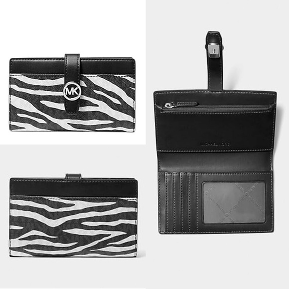 NWT Michael Kors | Greenwich Medium Zebra Signature Logo Wallet $258 - Picture 1 of 3